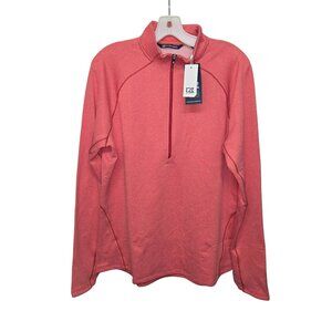 Cutter & Buck Women XL Half Zip Micro Grid Pullover Coral Athletic Stretch Top